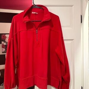 Women's Red Half-Zip Sweater